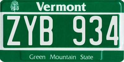 VT license plate ZYB934