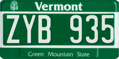 VT license plate ZYB935