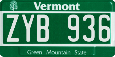 VT license plate ZYB936
