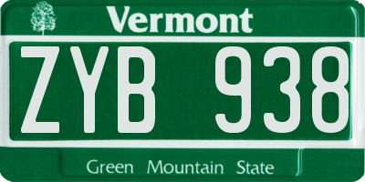 VT license plate ZYB938