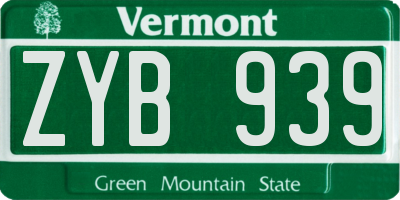 VT license plate ZYB939