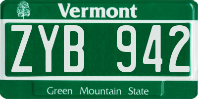 VT license plate ZYB942