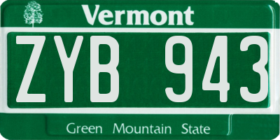 VT license plate ZYB943