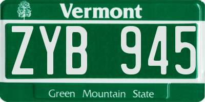 VT license plate ZYB945