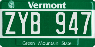 VT license plate ZYB947
