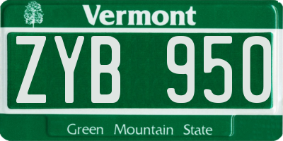 VT license plate ZYB950