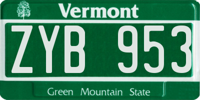 VT license plate ZYB953