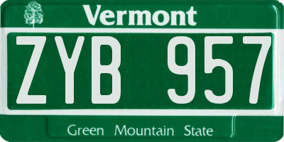 VT license plate ZYB957