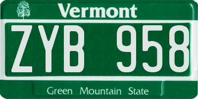 VT license plate ZYB958