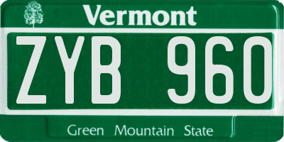 VT license plate ZYB960