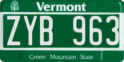 VT license plate ZYB963