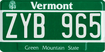 VT license plate ZYB965