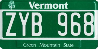 VT license plate ZYB968