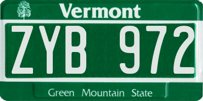VT license plate ZYB972