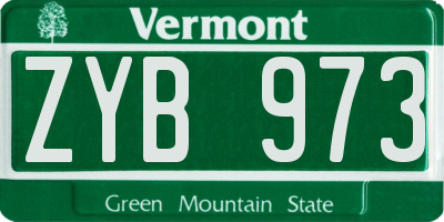 VT license plate ZYB973