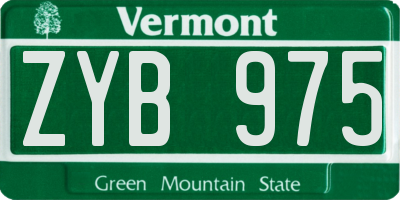 VT license plate ZYB975