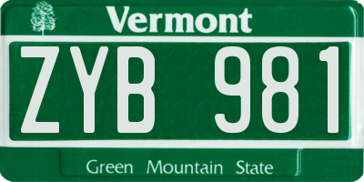 VT license plate ZYB981