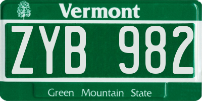 VT license plate ZYB982