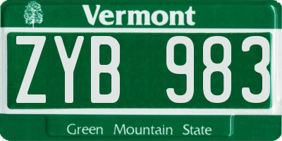 VT license plate ZYB983