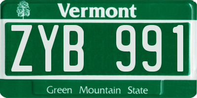 VT license plate ZYB991