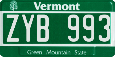 VT license plate ZYB993