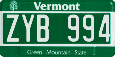 VT license plate ZYB994