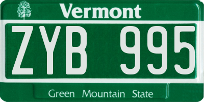 VT license plate ZYB995