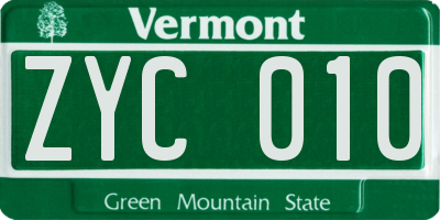 VT license plate ZYC010