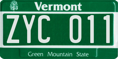 VT license plate ZYC011
