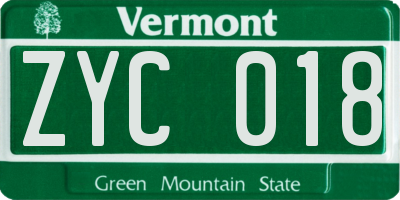 VT license plate ZYC018