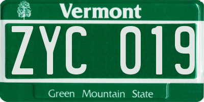 VT license plate ZYC019