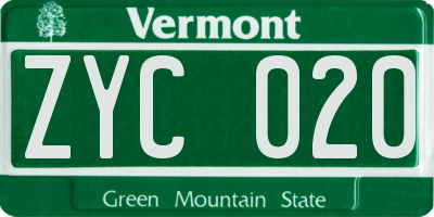 VT license plate ZYC020