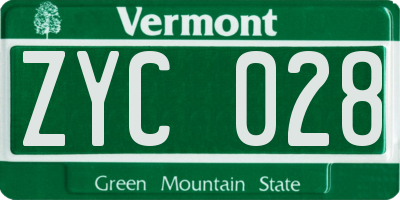 VT license plate ZYC028