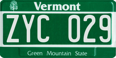 VT license plate ZYC029