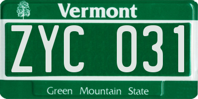 VT license plate ZYC031
