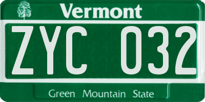 VT license plate ZYC032