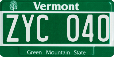 VT license plate ZYC040