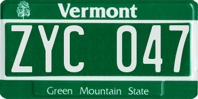 VT license plate ZYC047