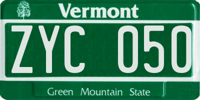 VT license plate ZYC050