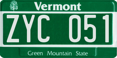 VT license plate ZYC051