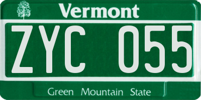 VT license plate ZYC055