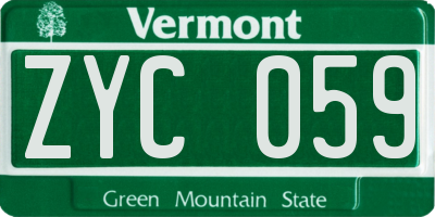 VT license plate ZYC059
