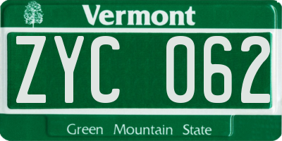 VT license plate ZYC062