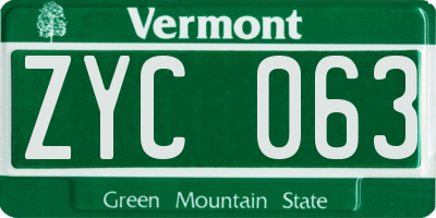 VT license plate ZYC063
