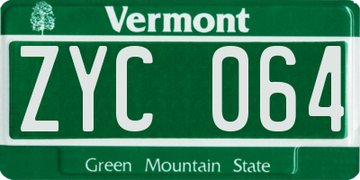 VT license plate ZYC064