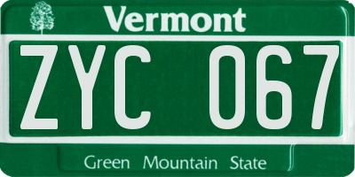 VT license plate ZYC067