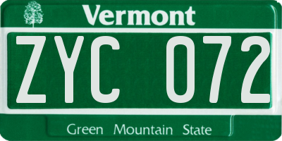 VT license plate ZYC072