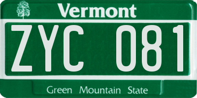 VT license plate ZYC081