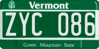 VT license plate ZYC086
