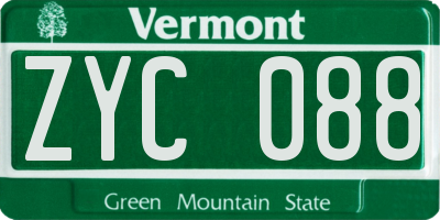 VT license plate ZYC088